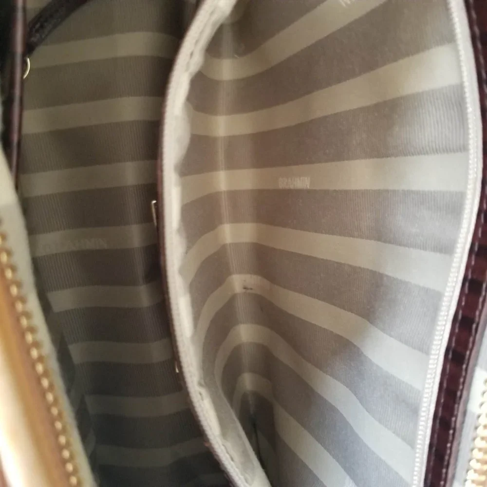 Brahmin Mini Asher Satchel & Ady Wallet. Toasted Almond Garrone Embossed Leather - Picture 11 of 16